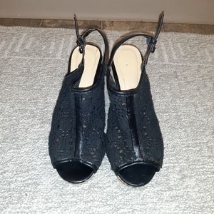 Black lace wedges